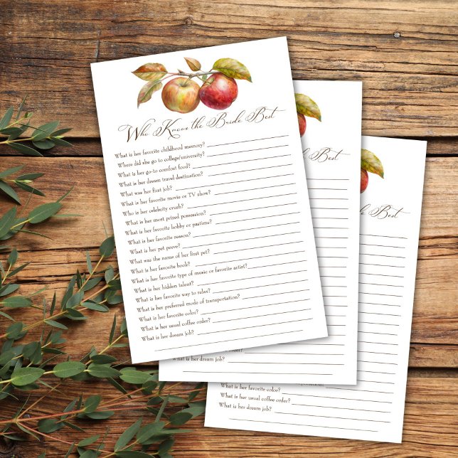 誰が花嫁アップルの最高の秋シャワーゲームを知っている (Who knows the bride best apple fall shower game appley ever after bridal shower games)