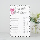 誰が花嫁エディションのピンクのブライダルシャワーゲーム (スタンド正面)