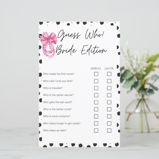 誰が花嫁エディションのピンクのブライダルシャワーゲーム (スタンド正面)