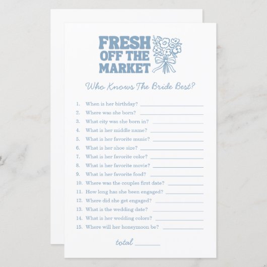 誰が花嫁ブルーゲームを知最高のっているブライダルシャワー (正面/裏面)