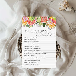 誰が花嫁柑橘類のブライダルシャワーゲームを知っている