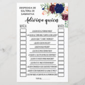 誰が英語のブライダルシャワーのゲスペインのーム (裏面)