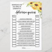 誰が英語のブライダルシャワーのゲスペインのーム (裏面)