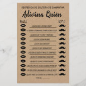 誰が英語のブライダルシャワーのゲスペインのーム (裏面)