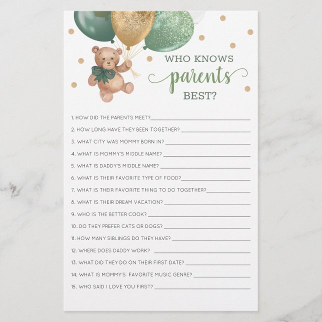 誰が親ゲームのテディ最高のベアを知っている (正面)