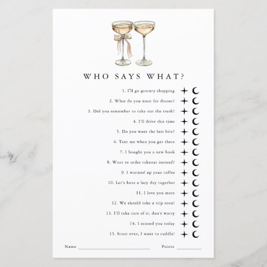 誰が言う男女兼用ウェディングシャワーゲーム (正面)