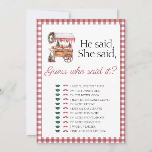 誰が言ったか推測する国市場ブライダルゲームカード 招待状 (正面)