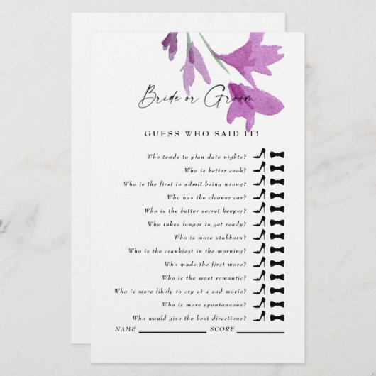 誰が言ったと思う?ピンクワイルドフラワーブライダルシャワー (正面/裏面)