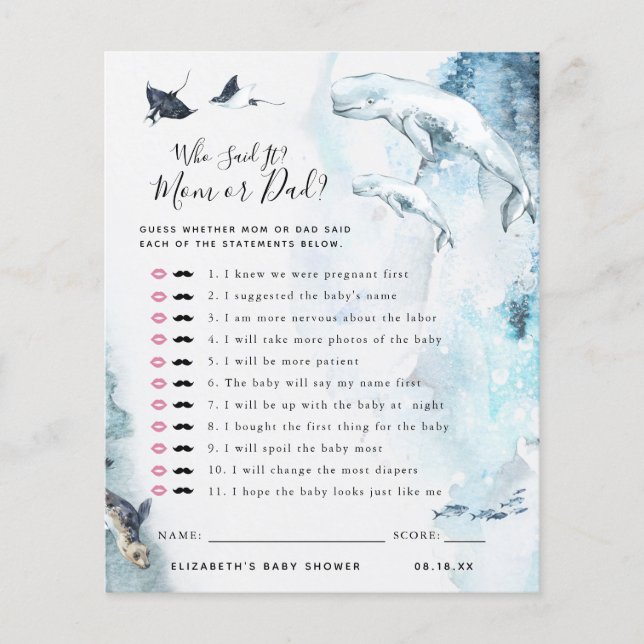 誰が言った |赤ちゃんシャワーゲーム (正面)