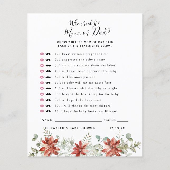 誰が言った |赤ちゃんシャワーゲーム (正面)