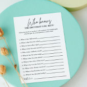 誰が誕生日ガール最高のパーティーゲームのカードを知っている 招待状