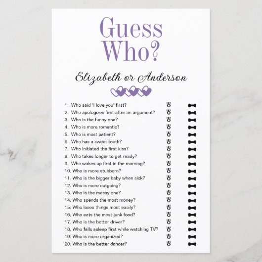 誰が誰を見つけたか推測ブライダルシャワー (正面)