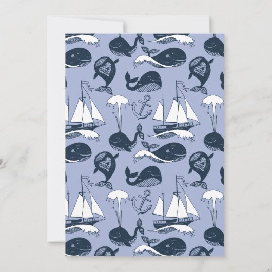 誰が赤ちゃんシャワーのゲームを推測 |ホエー航海のル少年 招待状 (裏面)