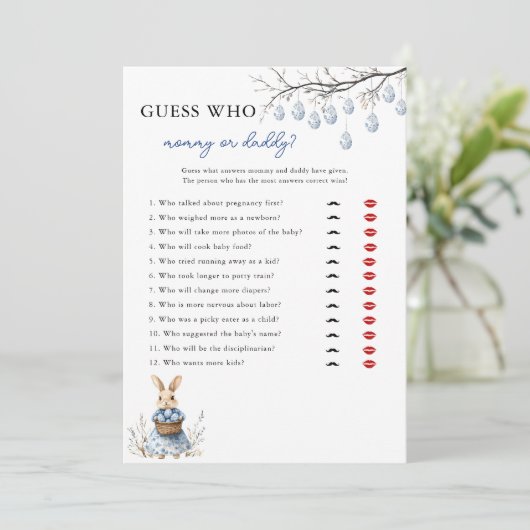 誰が赤ちゃんシャワーのゲームカードを復活祭のChinoiserie推測 シーズンカード (スタンド正面)