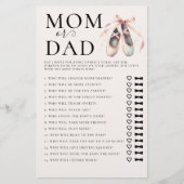 誰が赤ちゃんシャワーのゲームピンクのバレリーナ靴を推測 チラシ (正面)