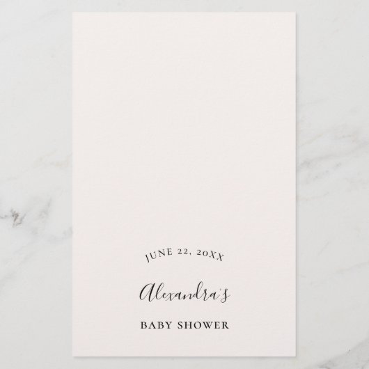 誰が赤ちゃんシャワーのゲームピンクのバレリーナ靴を推測 チラシ (裏面)