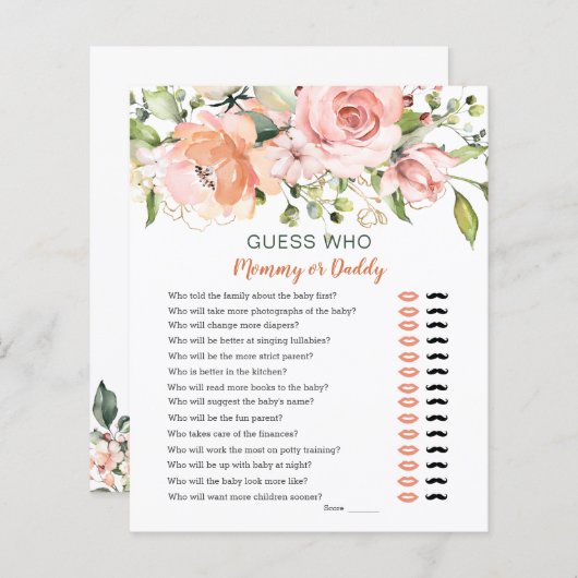 誰が赤ちゃんシャワーのゲームフローラ緑 (正面/裏面)