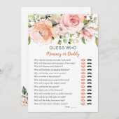 誰が赤ちゃんシャワーのゲームフローラ緑 招待状 (正面/裏面)