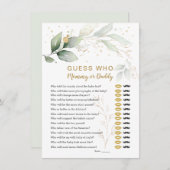 誰が赤ちゃんシャワーゲームフローラGreenery Invita 招待状 (正面/裏面)