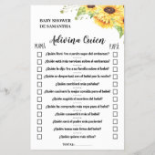 誰が赤ちゃんシャワー英語のゲスペインのームカード チラシ (裏面)