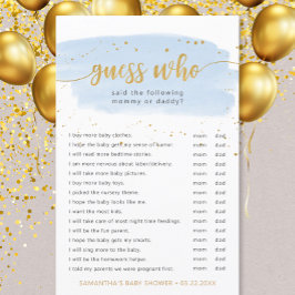 誰が青い水色+金ゴールドの赤ちゃんシャワーゲーム