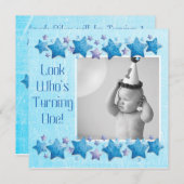 誰が1歳になるかを見る、ファースト誕生日招待状 招待状 (正面/裏面)