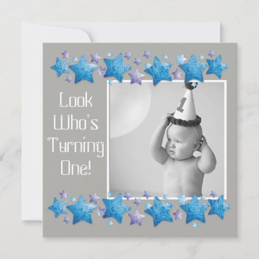 誰が1歳になるかを見る、ファースト誕生日招待状 招待状 (正面)