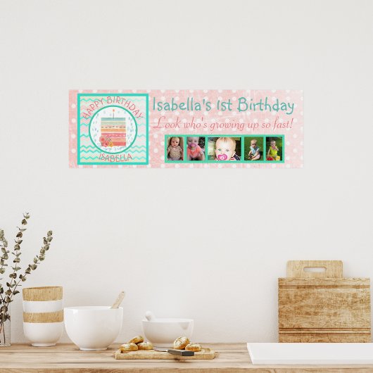 誰が1番目の誕生日バナーポスターを回すかを推測 ポスター (キッチン)