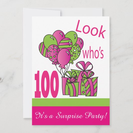 誰が100人か見る | 100誕生日 招待状 (正面)