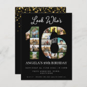 誰が16歳になったか見て　スウィート16の誕生日　写真招待状 インビテーションポストカード (正面/裏面)