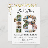 誰が18カスタマイズ可能なフォトコラージュの看板 インビテーションポストカード (正面/裏面)