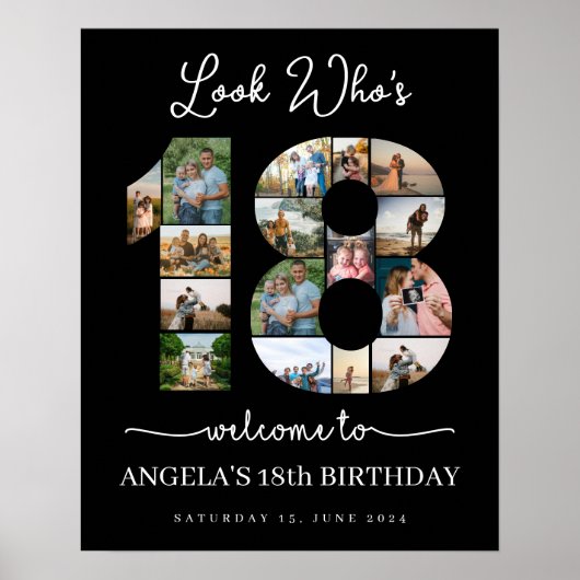 誰が18カスタマイズ可能なフォトコラージュの看板 ポスター (正面)