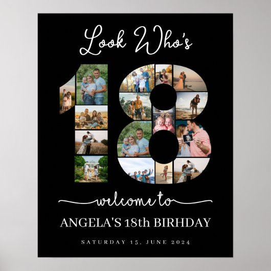 誰が18カスタマイズ可能なフォトコラージュの看板 ポスター (正面)