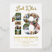 誰が18フォトコラージュの10代の若者誕生日 箔招待状 (正面)