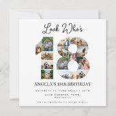 誰が18歳になったか写真コラージュ ティーンの誕生日 招待状 (正面)