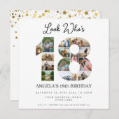 誰が18歳になったか写真コラージュ ティーンエイジャーの誕生日 招待状 (正面/裏面)