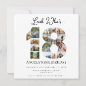 誰が18歳になったか写真コラージュ ティーンエイジャーの誕生日 招待状 (正面)