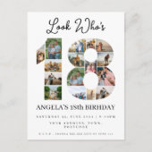 誰が18歳になったか カスタマイズ可能な写真コラージュ看板 インビテーションポストカード (正面)