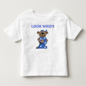 誰が2人の男の子の誕生日のクマを見る トドラーTシャツ (正面)