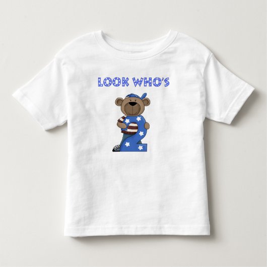 誰が2人の男の子の誕生日のクマを見る トドラーTシャツ (正面)