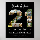 誰が21幸せな21歳の誕生日の写真コラージュを見る ポスター (正面)