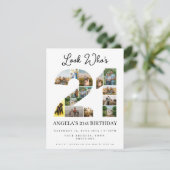 誰が21歳になったか見て！ フォトコラージュのサインでお誕生日おめでとう 招待状 (スタンド正面)