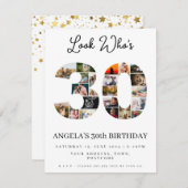 誰が30歳になったか見て!ハッピーバースデーフォトモザイク 招待状 (正面/裏面)