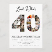 誰が40歳だか見てみろ お誕生日おめでとう フォトコラージュ インビテーションポストカード (正面)