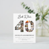 誰が40歳だか見てみろ お誕生日おめでとう フォトコラージュ インビテーションポストカード (スタンド正面)