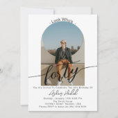 誰が40歳だ！ 現代風シンプル40歳誕生日パーティー 招待状 (正面)