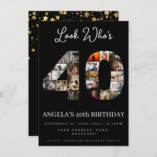 誰が40歳になったのか　写真のモンテージ 招待状 (正面/裏面)