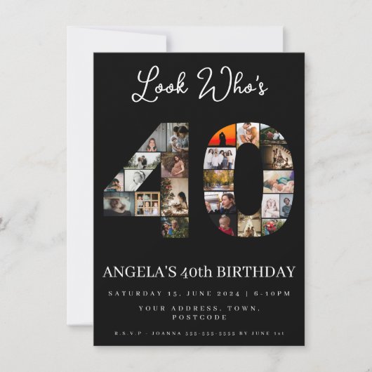 誰が40歳になったのか　写真のモンテージ 招待状 (正面)