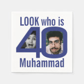 誰が40歳の誕生日を見る2写真青いパーティー スタンダードカクテルナプキン (正面)