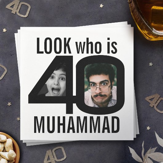 誰が40歳の誕生日を見る2写真黒パーティー スタンダードカクテルナプキン